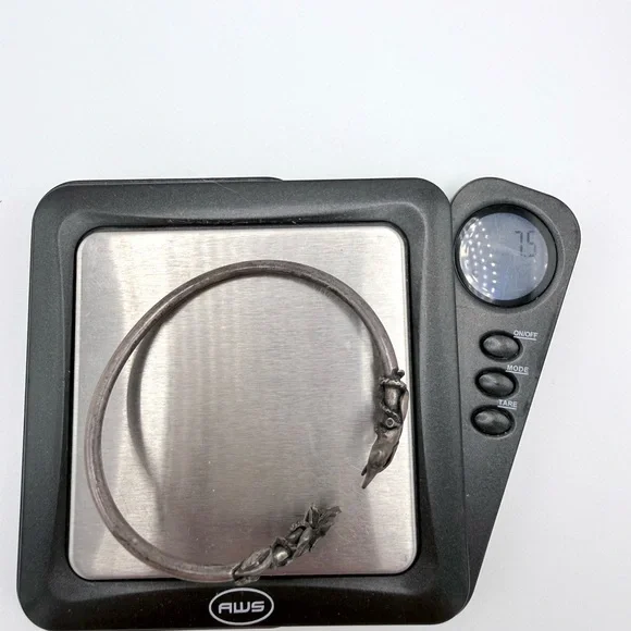 925 Vintage Floral Hummingbird & Flower Silver Bipass Bracelet - Picture 11 of 11